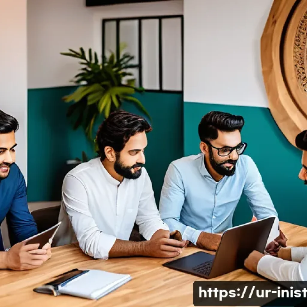 시드 투자와 스타트업의 차이점 - A dynamic modern startup office scene in Karachi, Pakistan, showcasing a diverse team of young Urdu-...