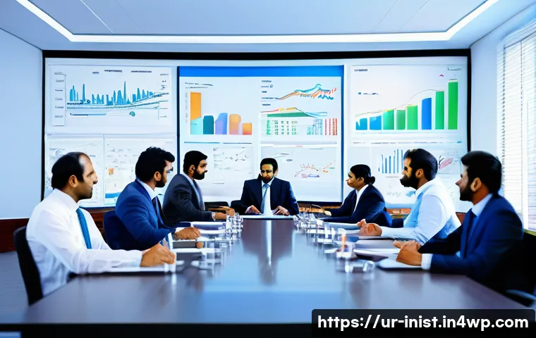 시드 투자에서의 비상 계획 수립 - A detailed corporate office scene showing a diverse South Asian business team in formal attire, enga...