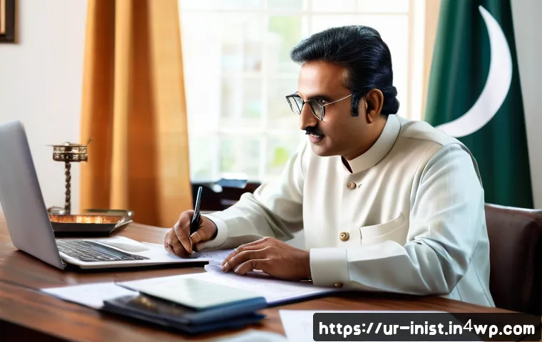 시드 투자 기업의 장기 전략 수립 - A professional South Asian man in traditional Pakistani attire, sitting at a modern wooden desk in a...