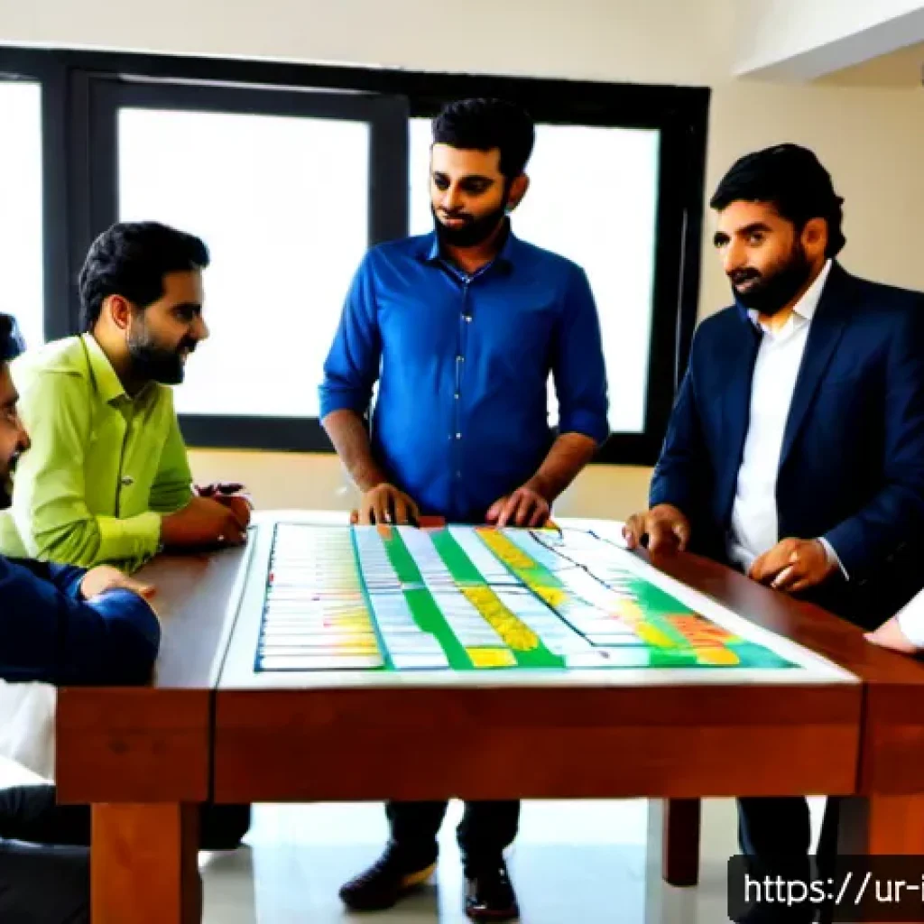 시드 투자에서의 전략적 목표 설정 - Photorealistic Pakistani startup founders and a seed investor in a sunlit Lahore co-working studio, ...